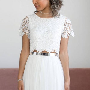 Constant Love® Short Top MIAMI Cream White Crop Top Bridal Top Wedding image 3