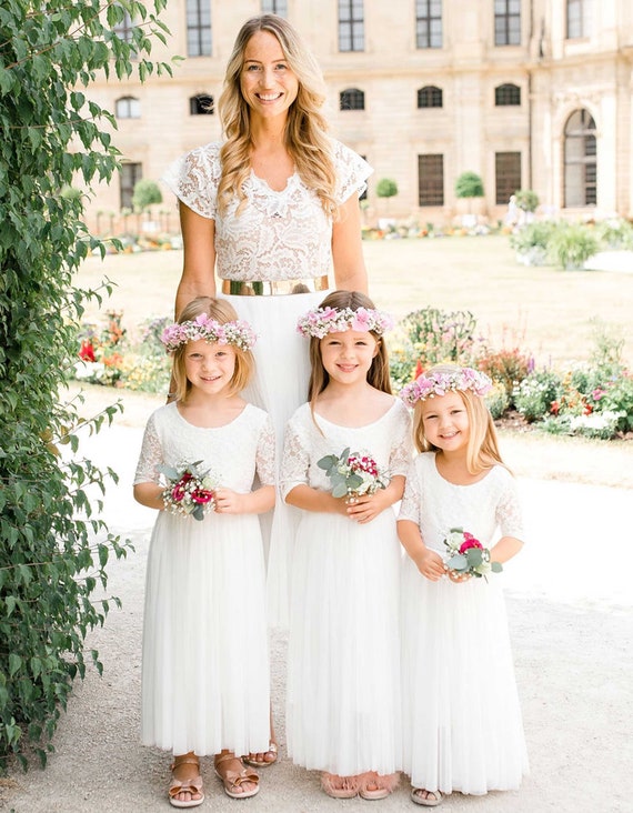Girls cream lace dress sales