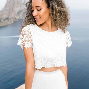 Constant Love® Kurz Oberteil MIAMI Cremweiß Crop Top Brauttop Hochzeit Bild 1