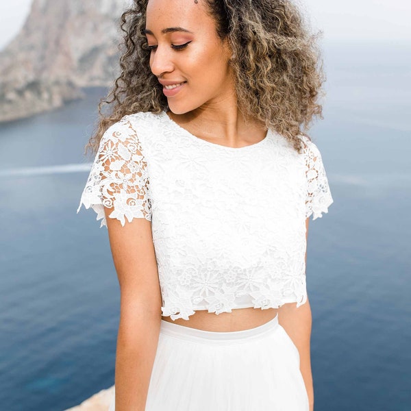 Constant Love® Kurz Oberteil MIAMI - Cremweiß - Crop Top - Brauttop Hochzeit