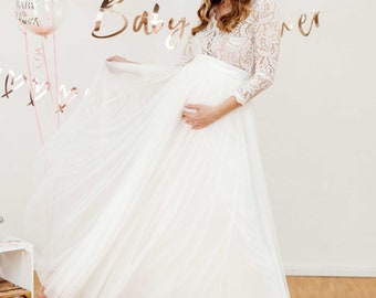 Constant Love® Maternity Fashion Pregnancy Skirt Long Tulle Skirt - Bridal Skirt Bride Wedding - Registry Office