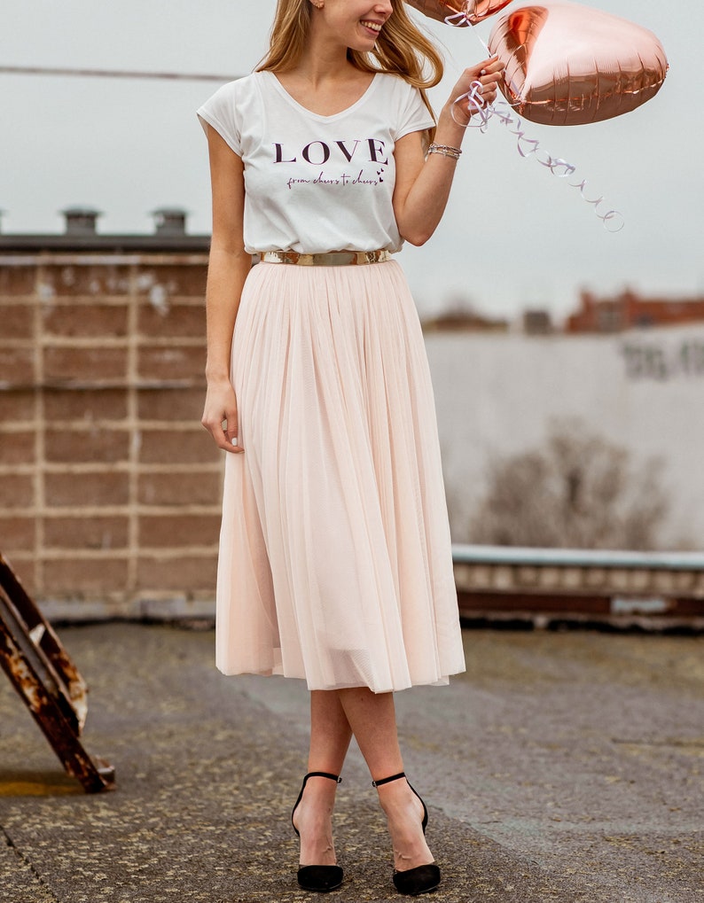 Constant Love® Midi Länge Peach Blush Tüllrock Brautrock Braut Hochzeit Standesamt Bild 1