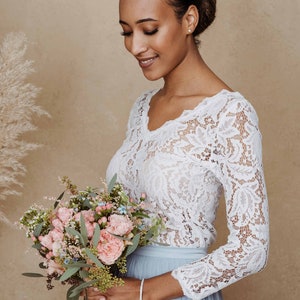 Constant Love® Lace Top Rome Long Sleeve Stretch Lace Bridal Top Wedding image 2