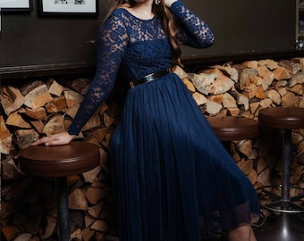 Constant Love® Dark Romance Collection Midi Tulle Skirt Dark Blue Suitblue