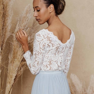 Constant Love® Lace Top Rome Long Sleeve Stretch Lace Bridal Top Wedding image 3