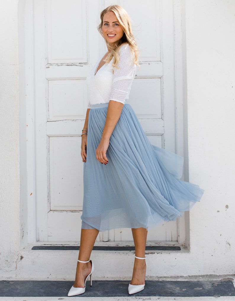 Constant Love® Midi Pastel Blue Tulle Skirt Bridal Skirt Bridal Wedding Registry image 1