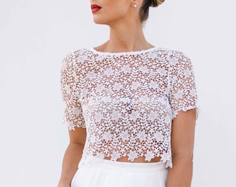 Constant Love® Short Top SORIA - Cream White - Crop Top - Bridal Top Wedding