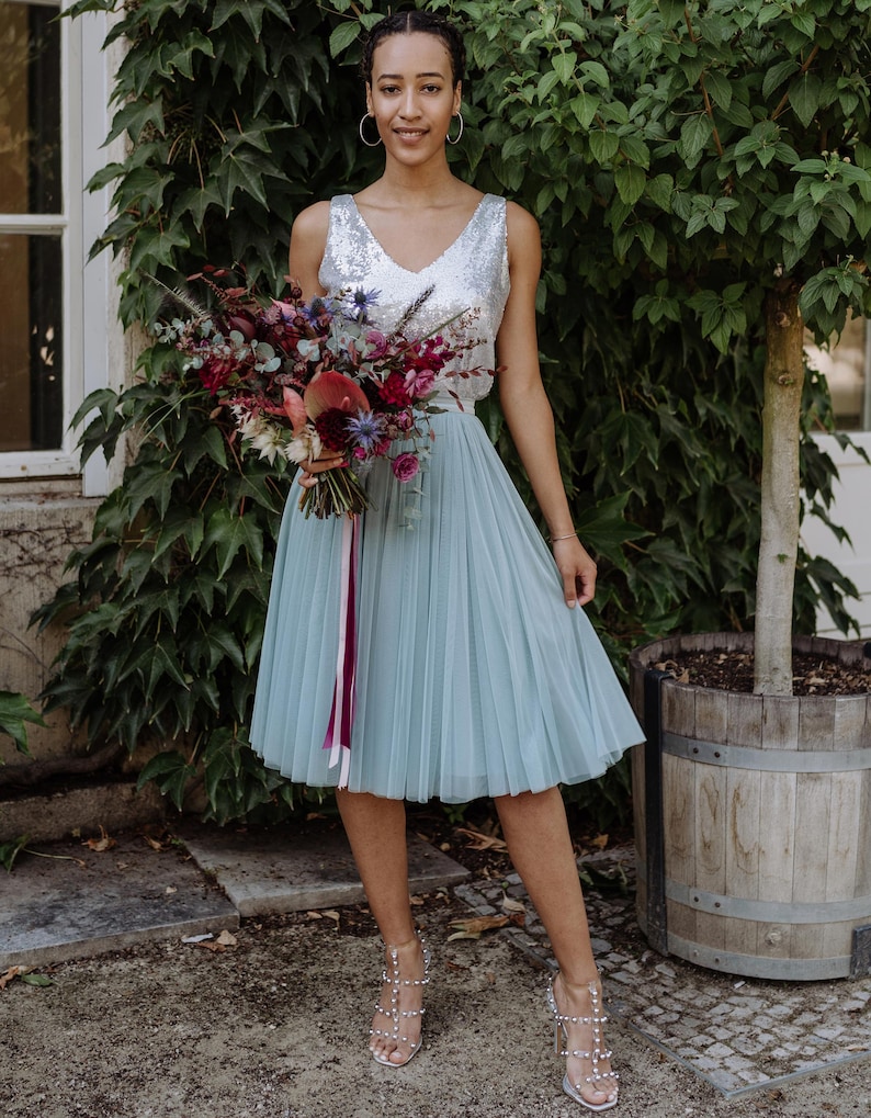 Constant Love® Dusty-Mint Jupe courte en tulle Jupe de mariage demoiselle d'honneur image 1