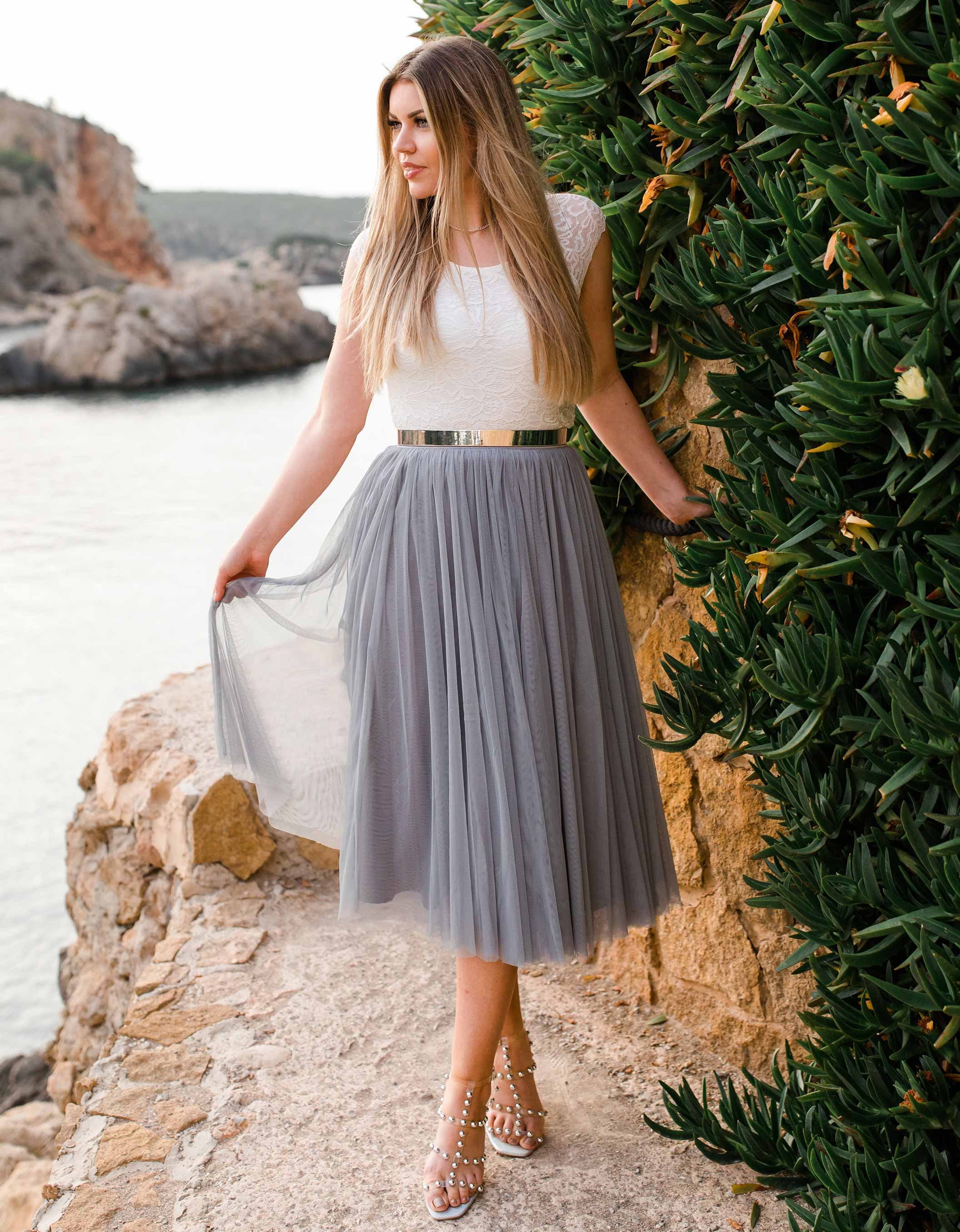 Constant Love® Midi Long Grey Tulle Skirt - Bridal Skirt Constant Love® Midi Long Grey Tulle Skirt - Bridal Skirt