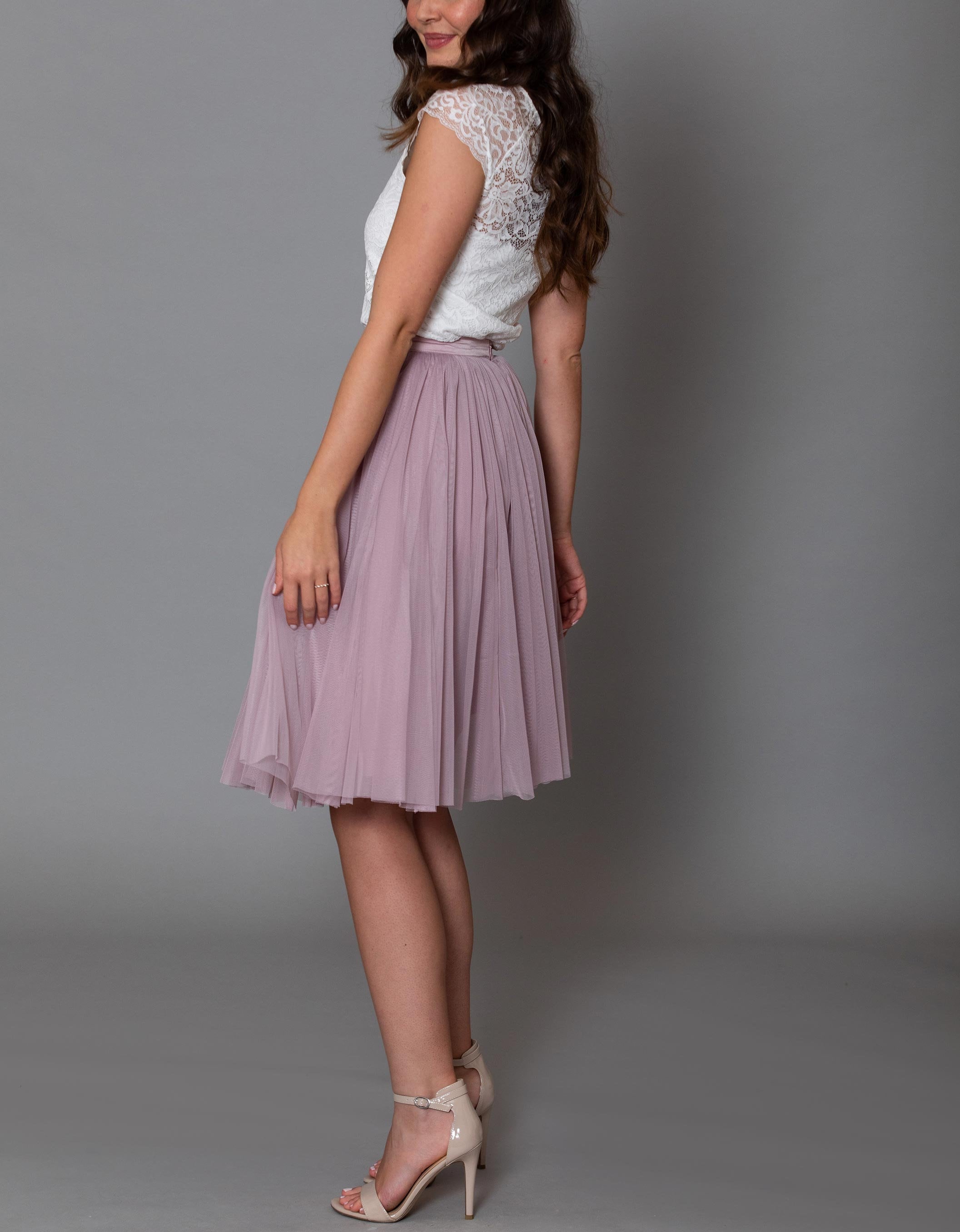 スカート Rosemotif ribbon tulle skirt (long)pink model_front_TB0322214324_8acf6