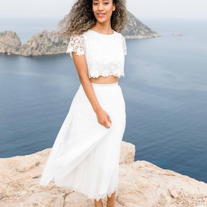 Constant Love® Kurz Oberteil MIAMI Cremweiß Crop Top Brauttop Hochzeit Bild 2