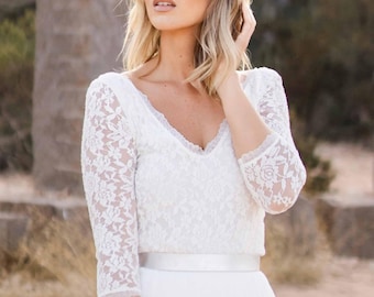 Constant Love® Spitzenbody V-Ausschnitt 3/4 Arm