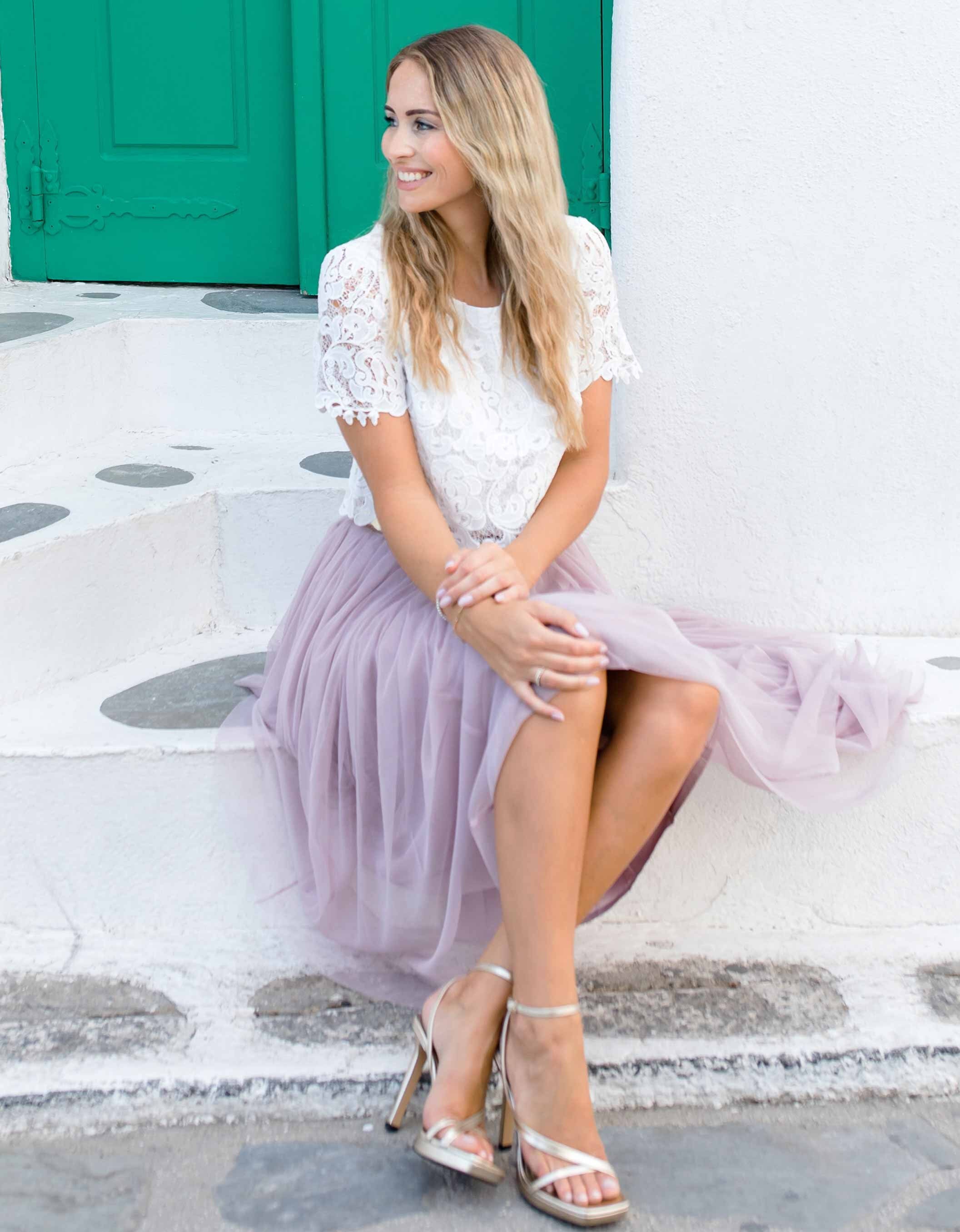 Constant Love® Midi Length Old Pink Tulle Skirt - Bridal