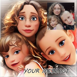 Aangepaste digitale cartoon, grafische bewerking, gepersonaliseerd cadeau, verjaardagscadeau, fotocadeaus