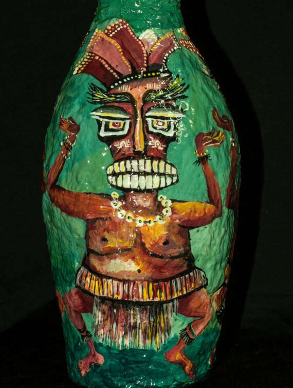Items similar to Wine bottle gift, wine bottle art, Tribal, African