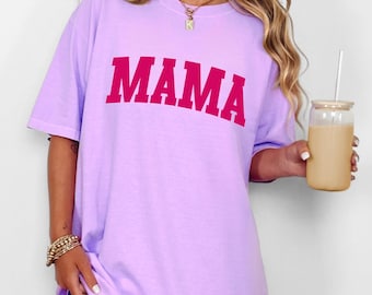 Camiseta para mamá - Camiseta Mama Comfort Colors® - Camisetas neón para mamá - Camisetas de verano para mamá - Vacaciones en la playa - Camisetas neón - Camisetas coloridas para mamá - Regalo para mamá