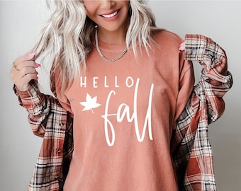 Hello Fall Shirt - Fall Tees - Comfort Color Tees - Halloween Tees - Thanksgiving Tees - Fall Shirts - Cute Fall Tees - Hello Pumpkin Tee