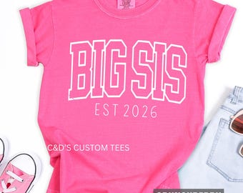 Camiseta Comfort Colors® para la Hermana Mayor - Camiseta para la Hermana Mayor - Camiseta para anunciar el embarazo - Camiseta para revelar la llegada del nuevo hermano/a - Regalo para el recién nacido - Camiseta con estampado adorable