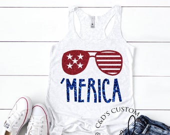 Merica Tank Top - Women's 4th Of July Tank - July 4th Tank Top - America Tank Top - Patriotic Tank Top - Merica Shirt - Women's Merica Tee