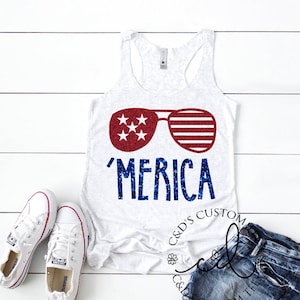 Merica Tank Top Women's 4th Of July Tank July 4th Tank Top America Tank Top Patriotic Tank Top Merica Shirt Women's Merica Tee image 1