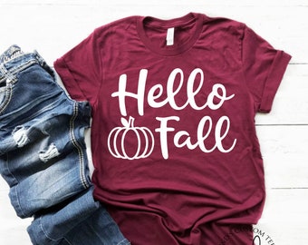 Fall Tees - Fall Shirts - Hello Fall Shirt - Thanksgiving Shirt - Cute Fall Shirt - Fall Graphic Tee - Women's Fall Shirt - Hello Fall Tee