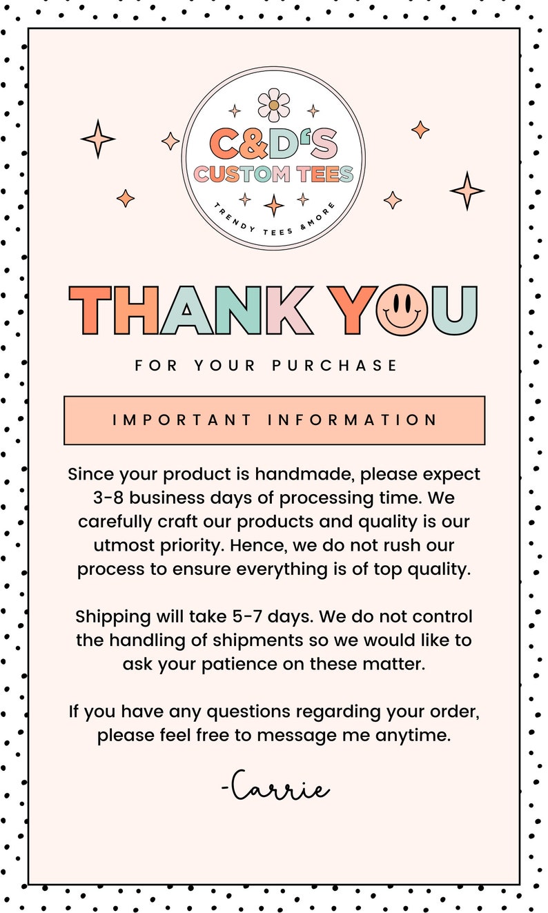 a thank card for a customer