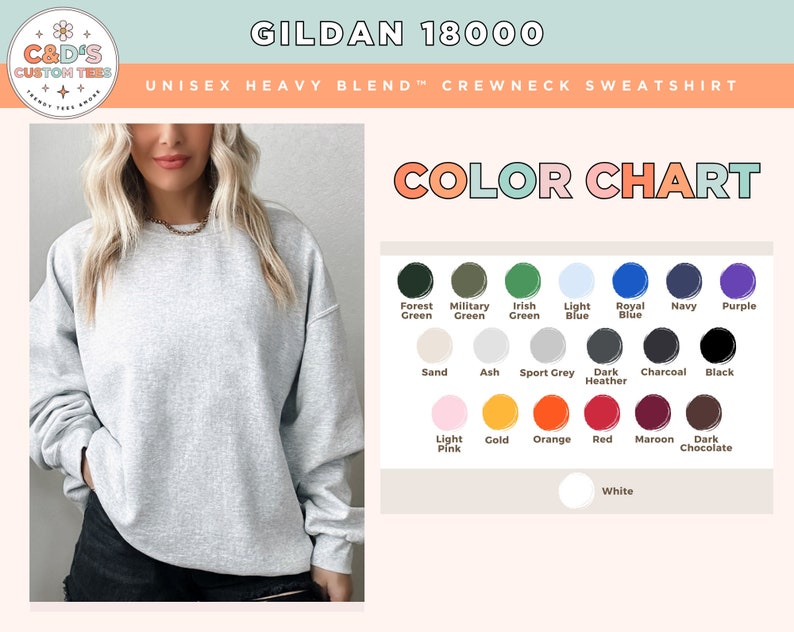 a picture of a woman wearing a sweater with a color chart