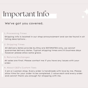 a white poster with the words important info