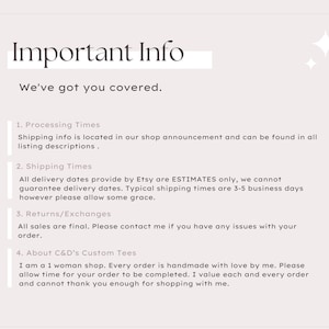 a white poster with the words important info