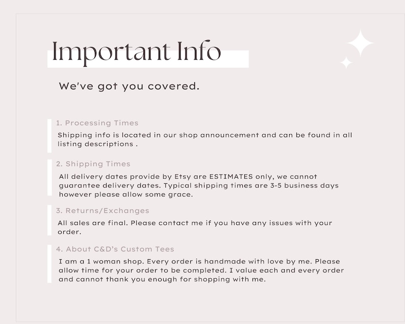 a white poster with the words important info