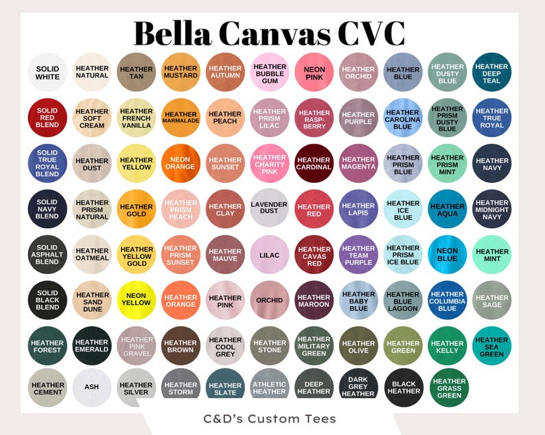 a color chart with the names of different colors