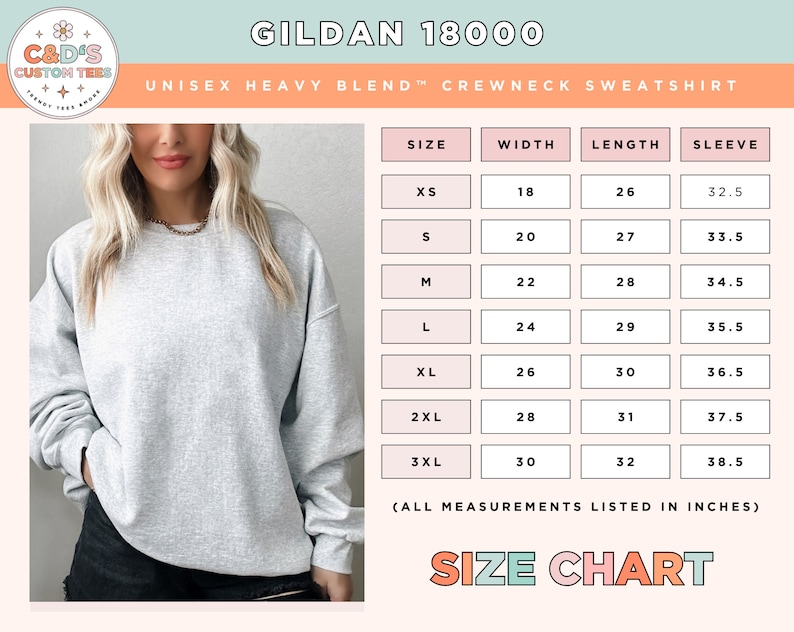 a women's size chart for a sweatshirt