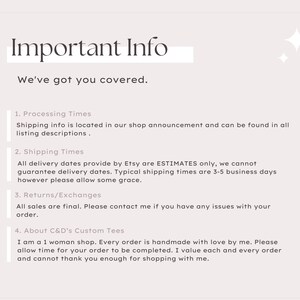 a white poster with the words important info