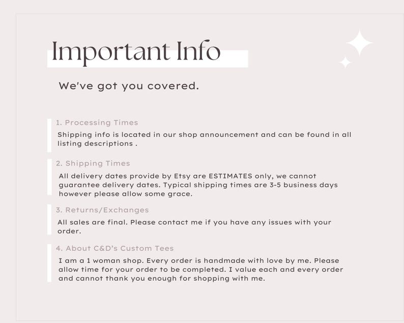 a white poster with the words important info