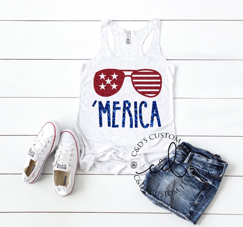 Merica Tank Top Women's 4th Of July Tank July 4th Tank Top America Tank Top Patriotic Tank Top Merica Shirt Women's Merica Tee image 1