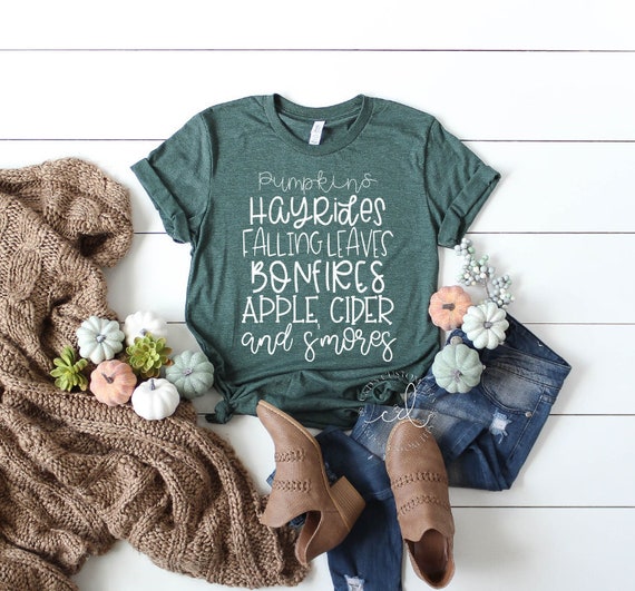 Fall Shirt - Fall Tee - Pumpkin Word List Shirt - Fall List Shirt - Cute Fall Shirt - Fall Graphic Tee -Women's Fall Shirt