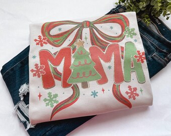 Camisetas navideñas - Camiseta de Feliz Navidad - Camisetas navideñas - Mamá en Navidad - Camisetas festivas - Camisetas navideñas bonitas - Camisetas con estampados navideños