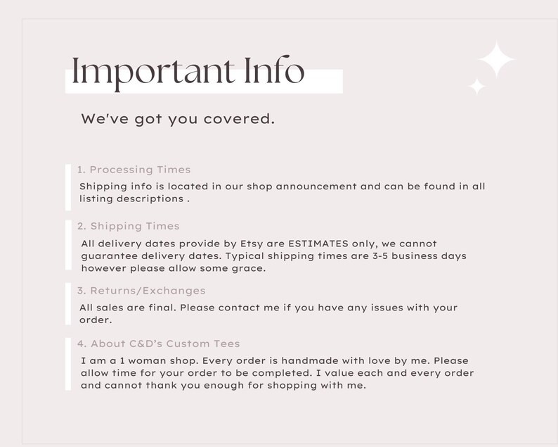 a white poster with the words important info