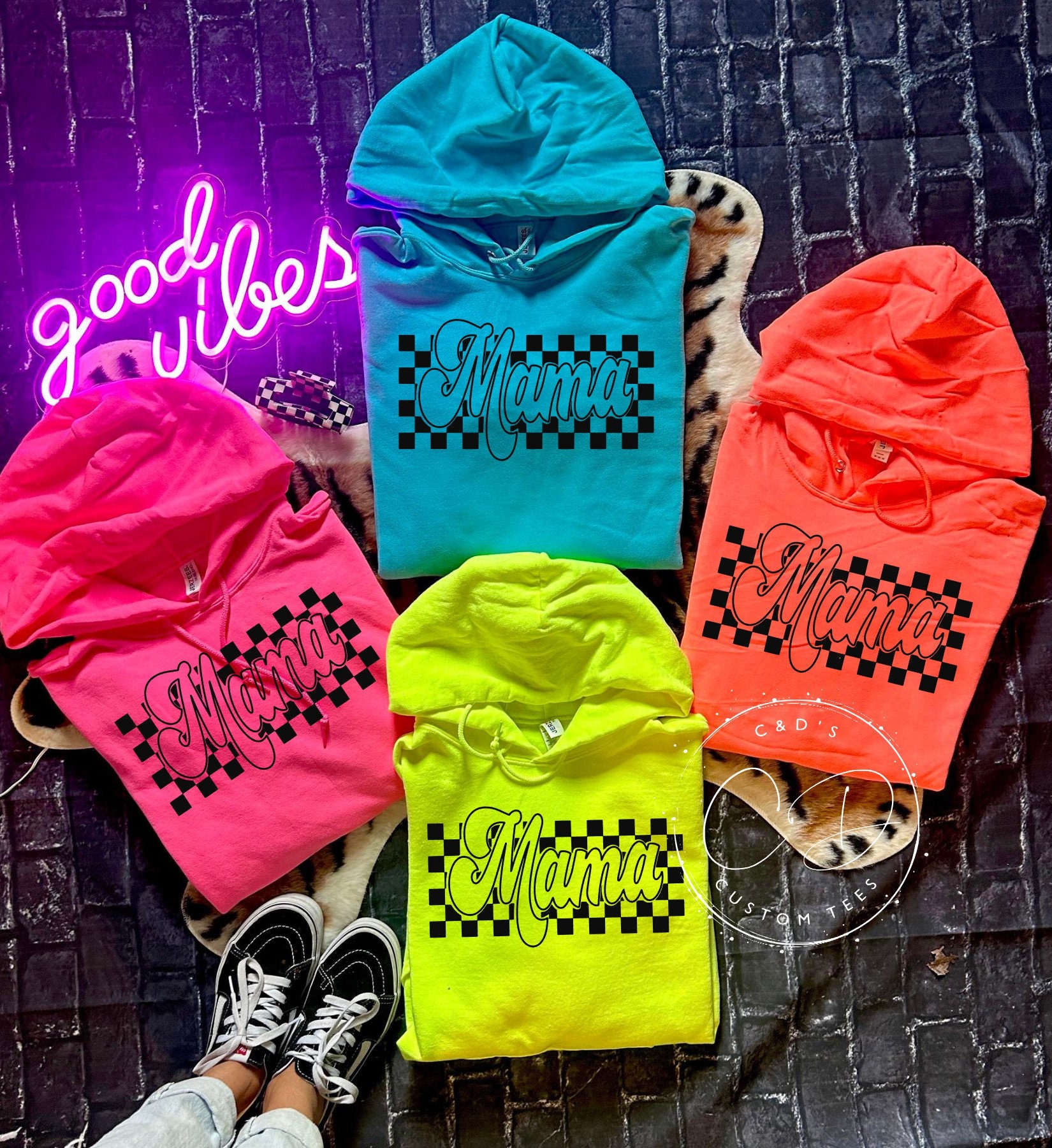 ♥MARITHE♥ NEON LOGO OVERSIZED HOODIE Neon Green F*ck My Ex - Paisley Design Sleeve and Details