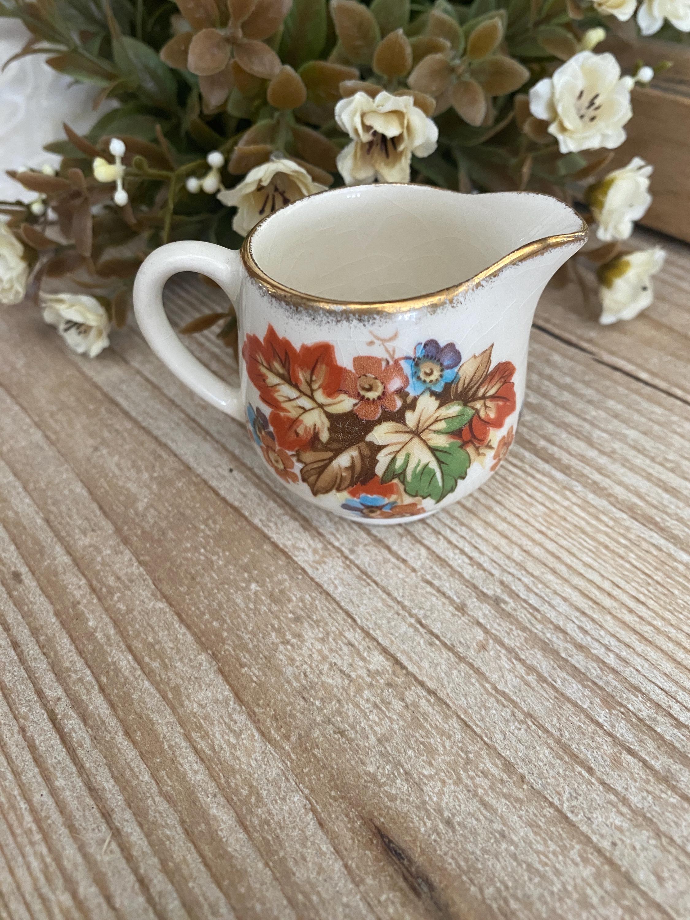 Vintage James Kent LTD. Longton Maple 5009 Made in England Floral Creamer Farmhouse Decor Great for Staging, syrup pitcher, coffee bar