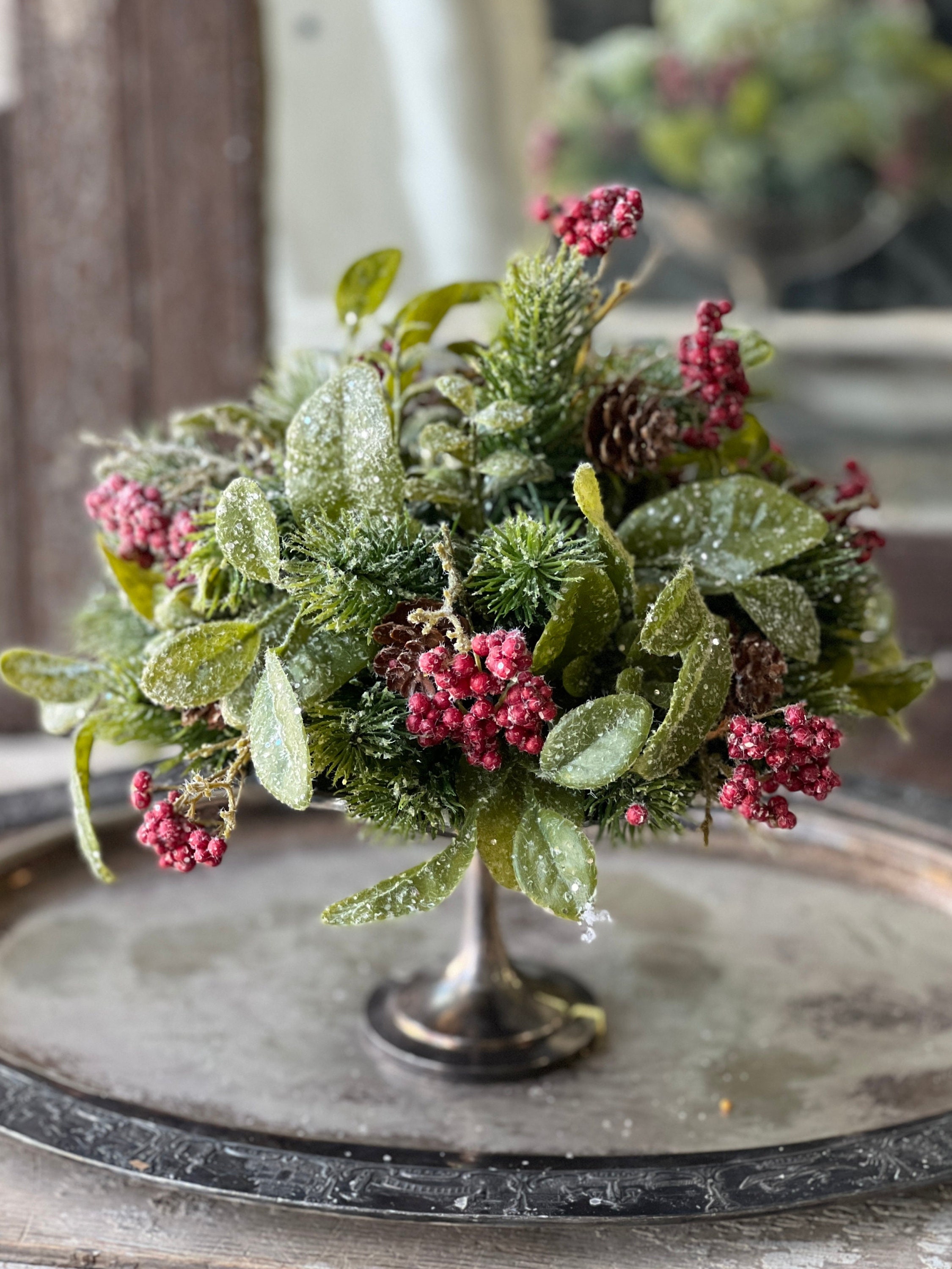 Late Bloomer Half Sphere Floral Faux Greenery