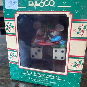 Enesco Full House Mouse Casino Christmas Series 1990 Ornament Enesco Treasury of Christmas Ornaments