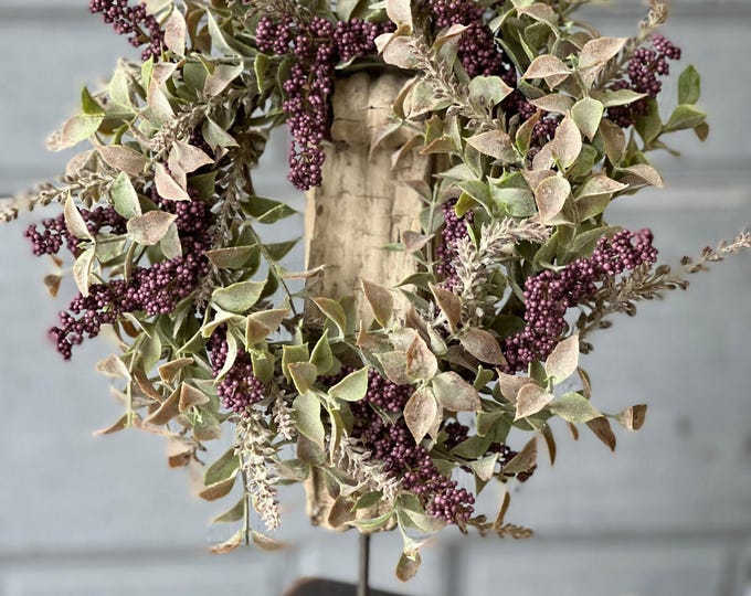 Autumn Herbs Candle Ring or Mini Wreath Faux Floral Greenery 12 inch 6 inch inner outer for Arrangements or Staging Floral Only