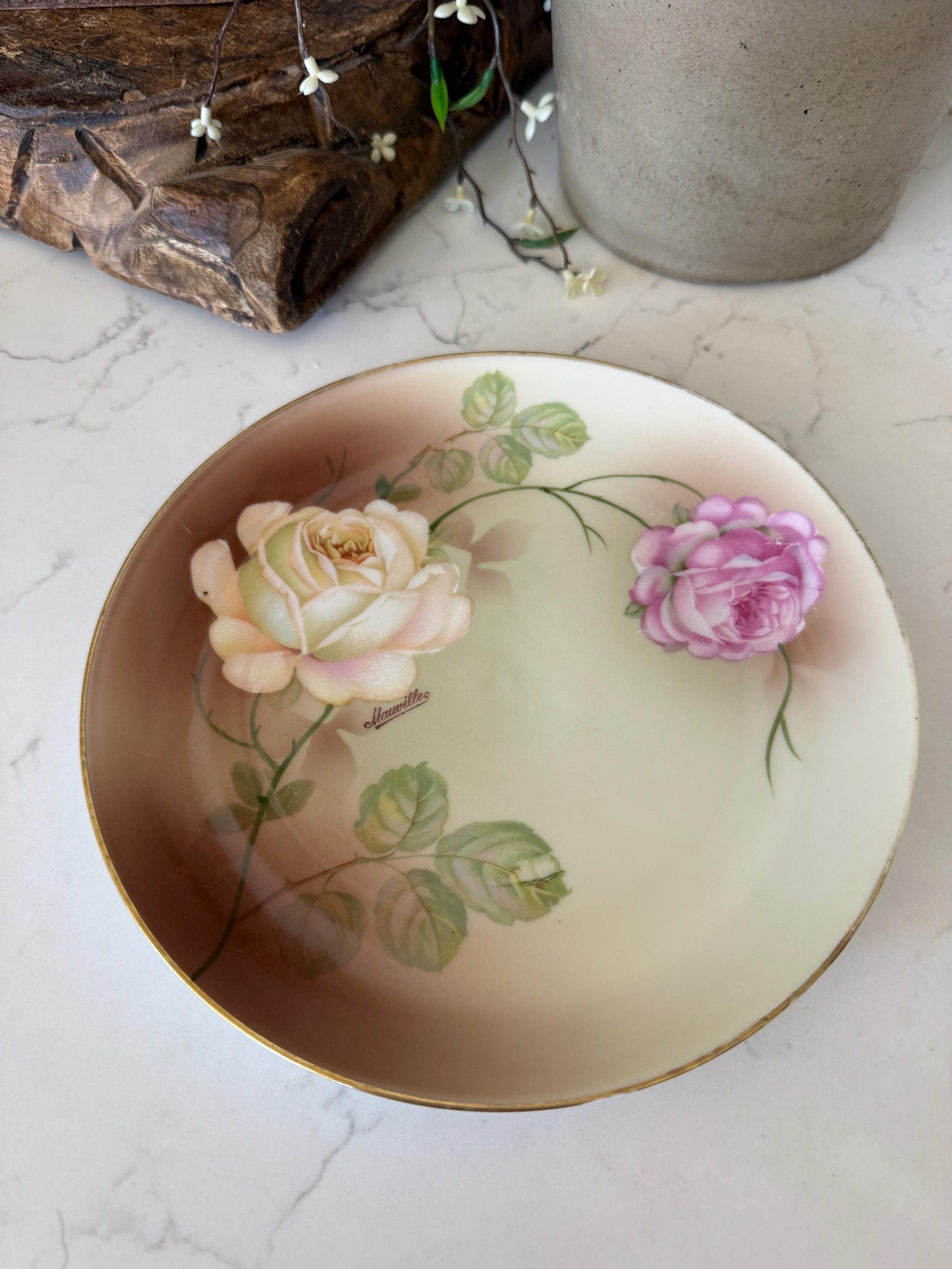 Bavaria Rose Plates Antique - Etsy