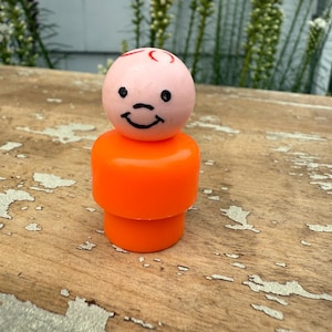 Vintage Fisher Price Little People Boy Figure Orange Body Red Hair