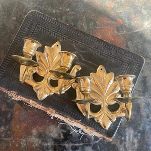 Pair of Vintage Brass Double Arm Candle Holder Home Décor Great for Staging