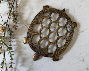 Vintage Brass Turtle Trivet Home Décor Great for Staging