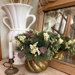 Laden Berry Cream Half Sphere Faux Greenery Floral for Arrangements, Crafts or Staging Home Decor-Floral only