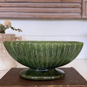 Vintage Green glazed oblong pedestal planter Great Home Decor