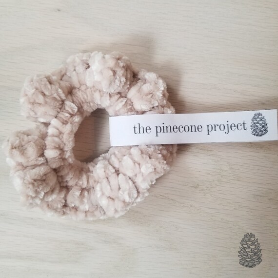 Handmade Worsted Crochet Hair ScrunchieHair Tie White Speckled